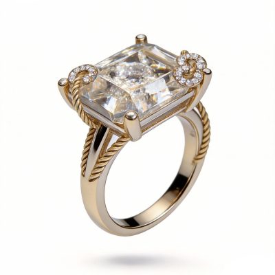 1-6水钻发财戒指21.6 Art Deco Cushion Diamond Ring