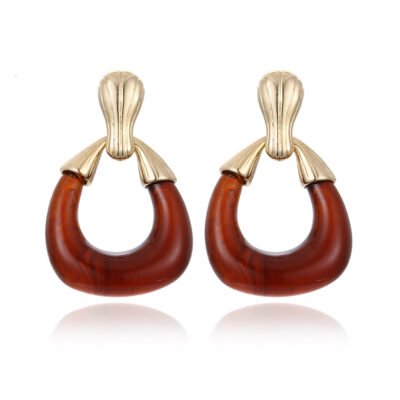 Amber Tortoiseshell Gold Drop Earrings