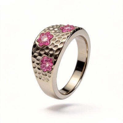 Bloom Pink Diamond Hammered Ring