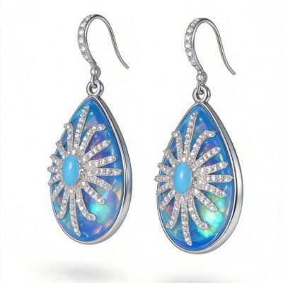 Opal Teardrop Diamond Earrings
