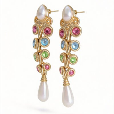 Pearl & Gemstone Drop Earrings