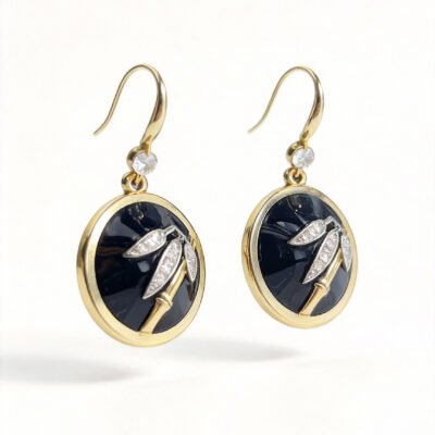 Oriental Diamond Hoop Earrings