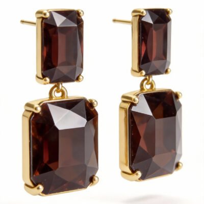 Luxe Brown Gemstone Drop Earrings