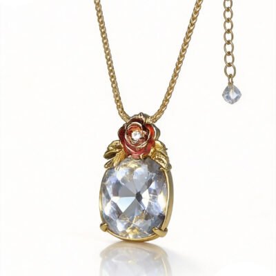 Luminous Crystal Rose Necklace