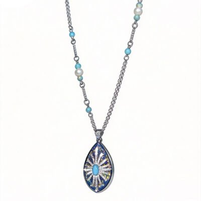 Turquoise Diamond Drop Necklace